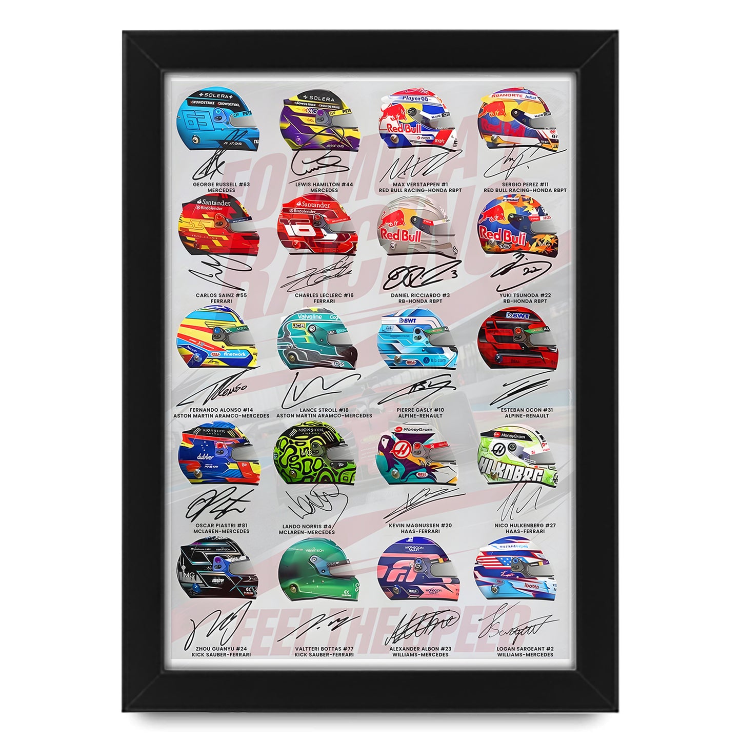 F1 Racing Drivers 2024-25 Signed Poster Print- Limited Edition Autograph Fan Gif