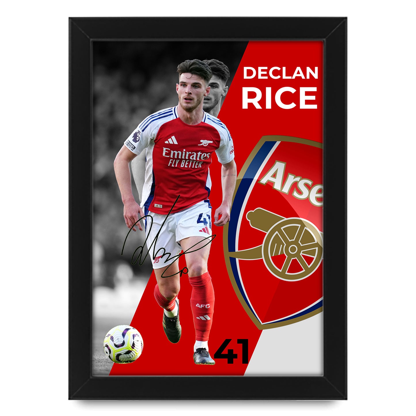 Declan Rice Signed Arsenal Football Poster - Limited Edition Autographed Memorabilia - Unique Gift for Fans