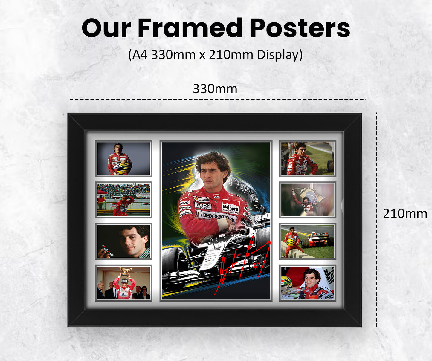 Ayrton Senna Limited Edition Poster - Autographed Print, F1 Racing Driver, Motorsports Memorabilia - Unique Gift for Fans, Collectible Artwork
