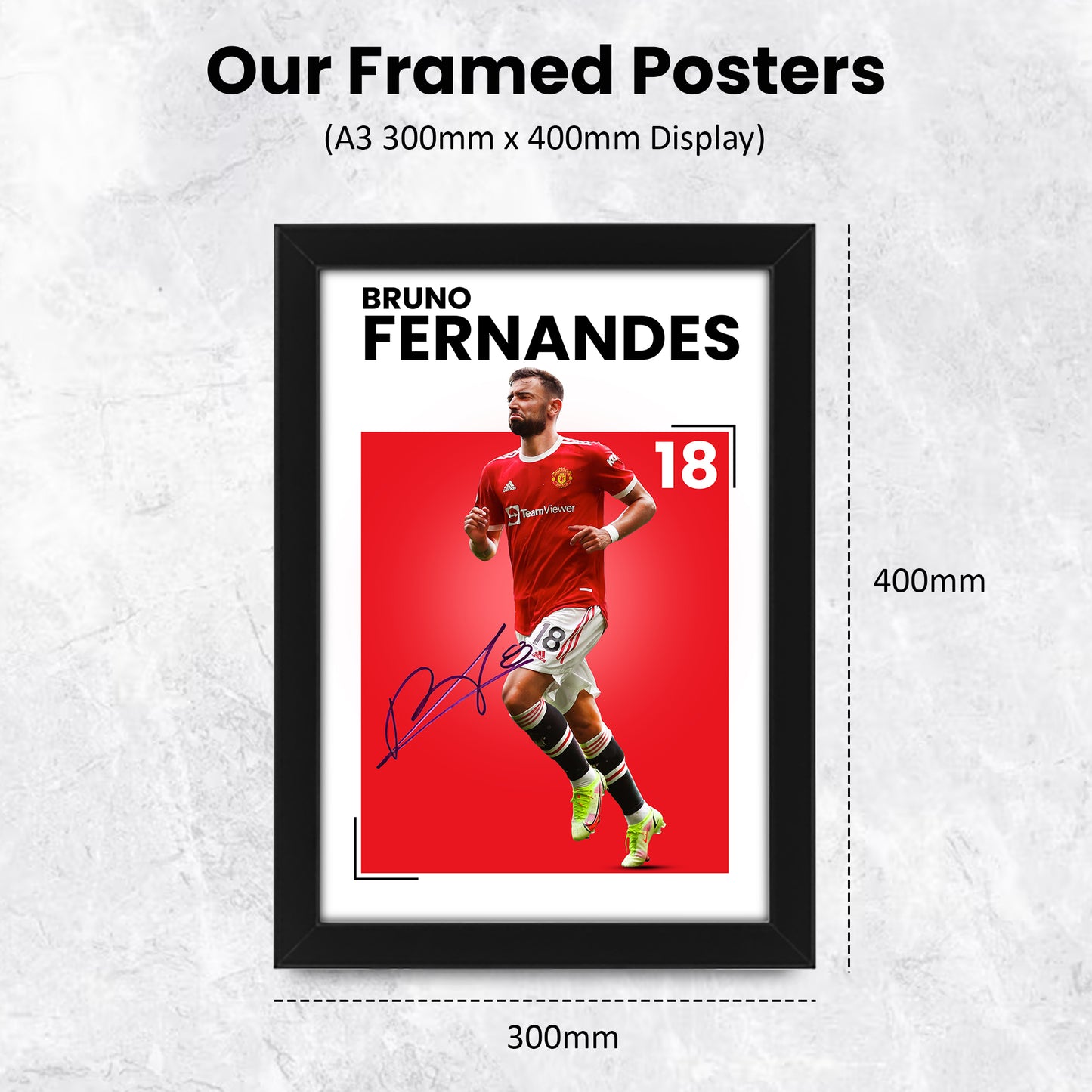 Bruno Fernandes Signed Poster Print - Limited Edition Autograph Fan Gift - Collectible Football Memorabilia - Manchester United FC