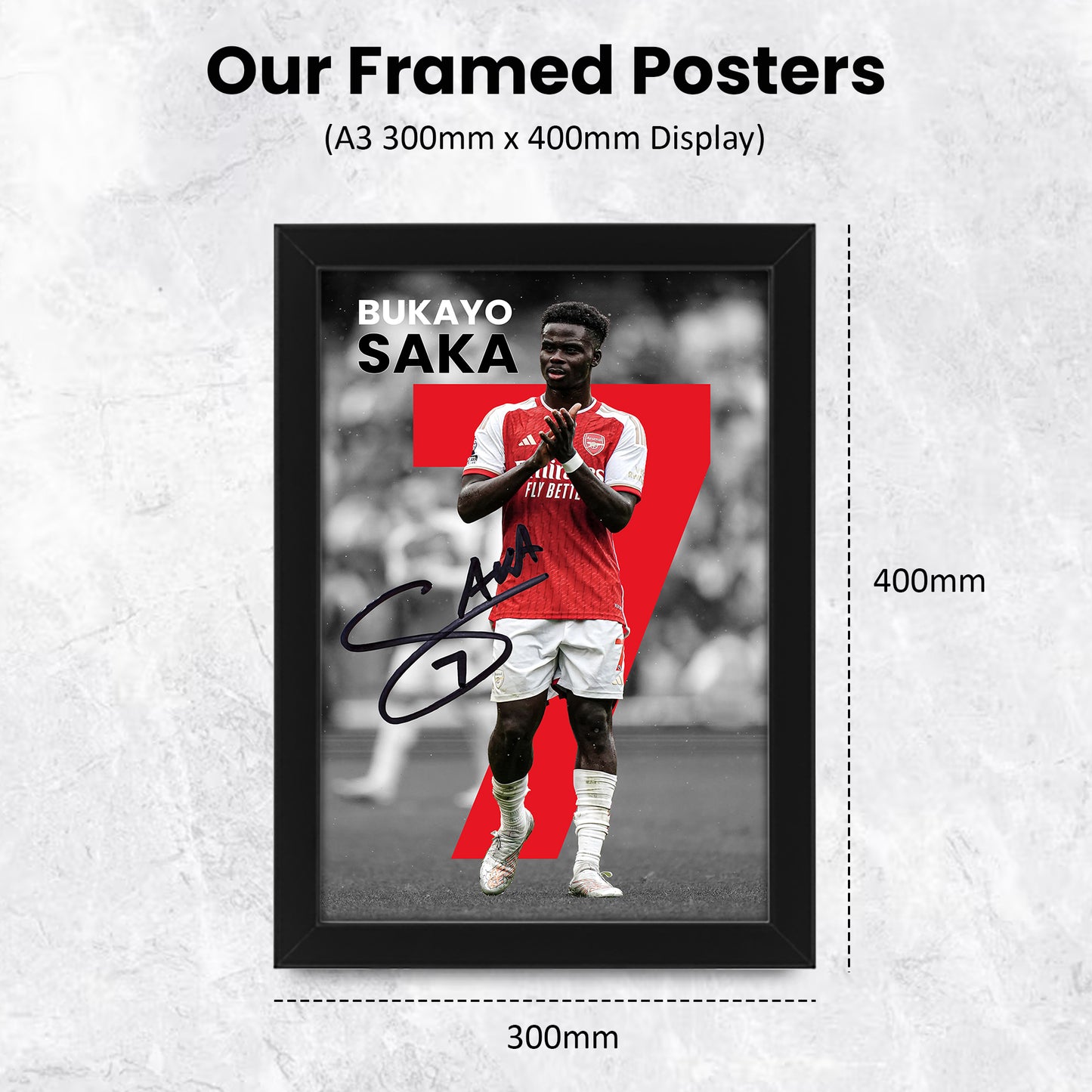 Bukayo Saka Signed Arsenal Football Poster - Limited Edition Autographed Memorabilia