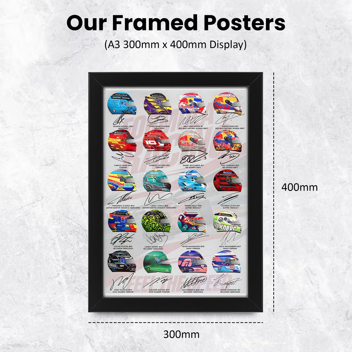 F1 Racing Drivers 2024-25 Signed Poster Print- Limited Edition Autograph Fan Gif