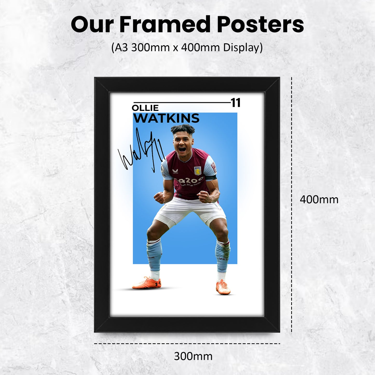 Ollie Watkins Signed Poster Print - Aston Villa FC Football Star Autographed Memorabilia