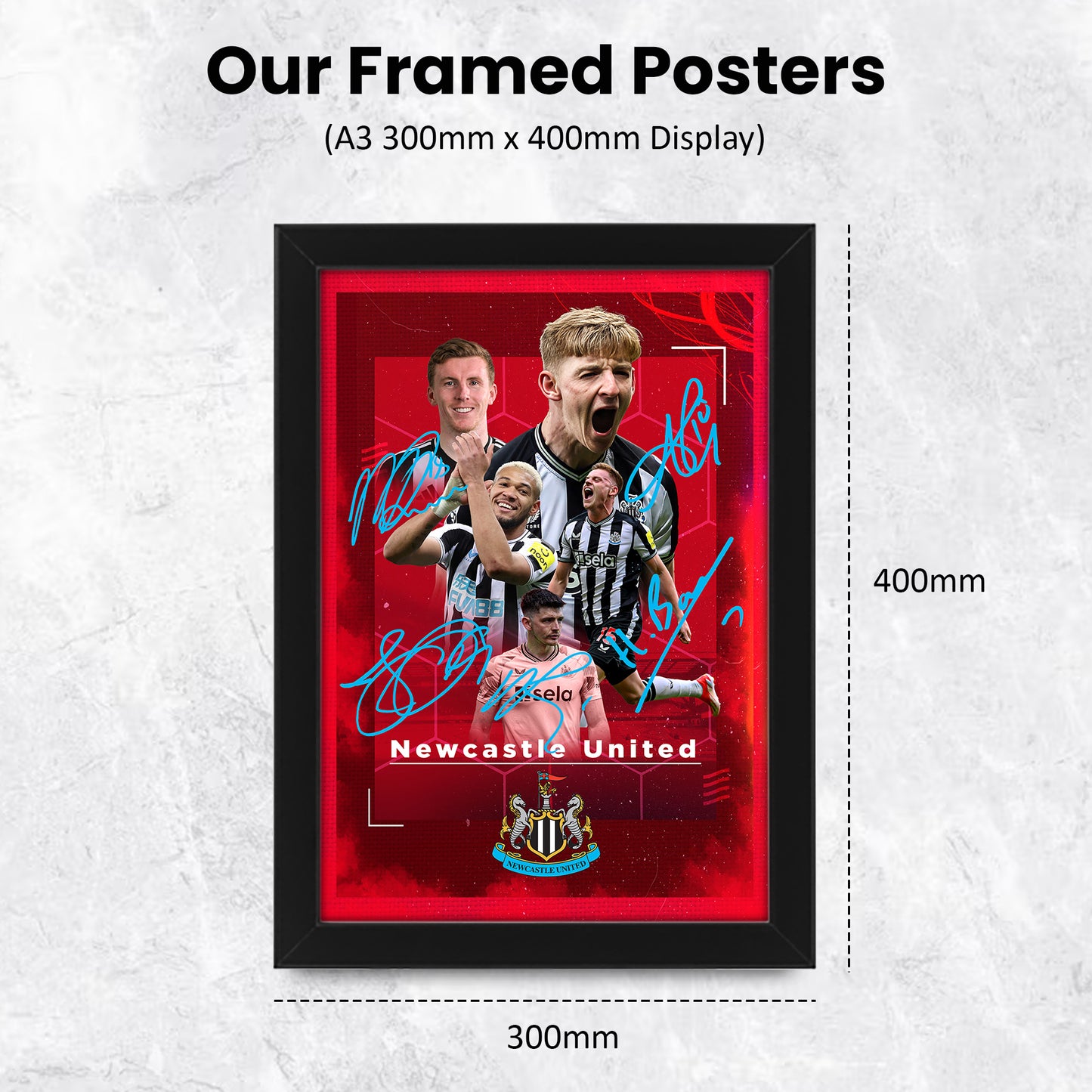 Newcastle United FC 2024-25 Stars Merchandise Signed Poster Print- Limited Edition Autograph Football Fan Gift