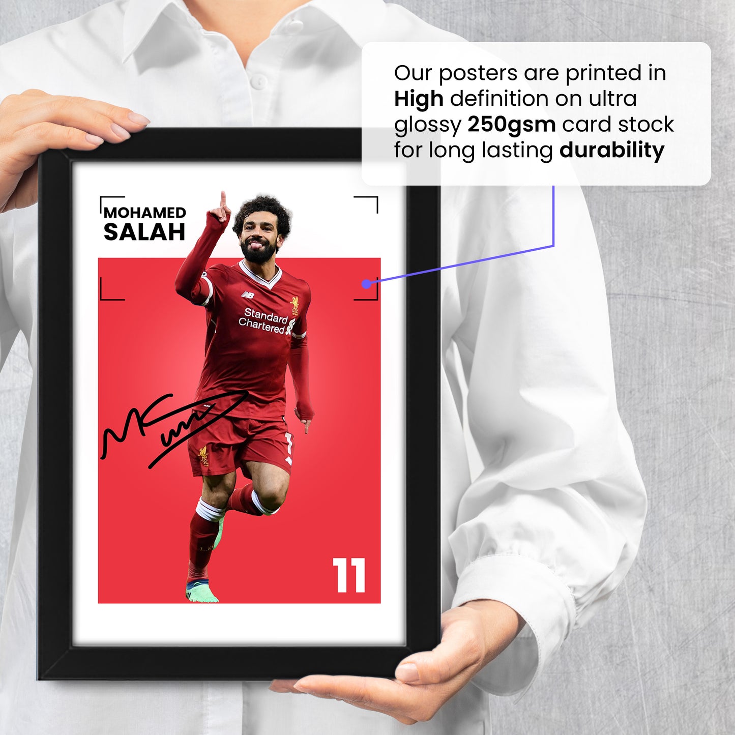 Mohamed Salah Signed Poster Print - Limited Edition Autographed Collectible Memorabilia | Liverpool FC Fan Gift