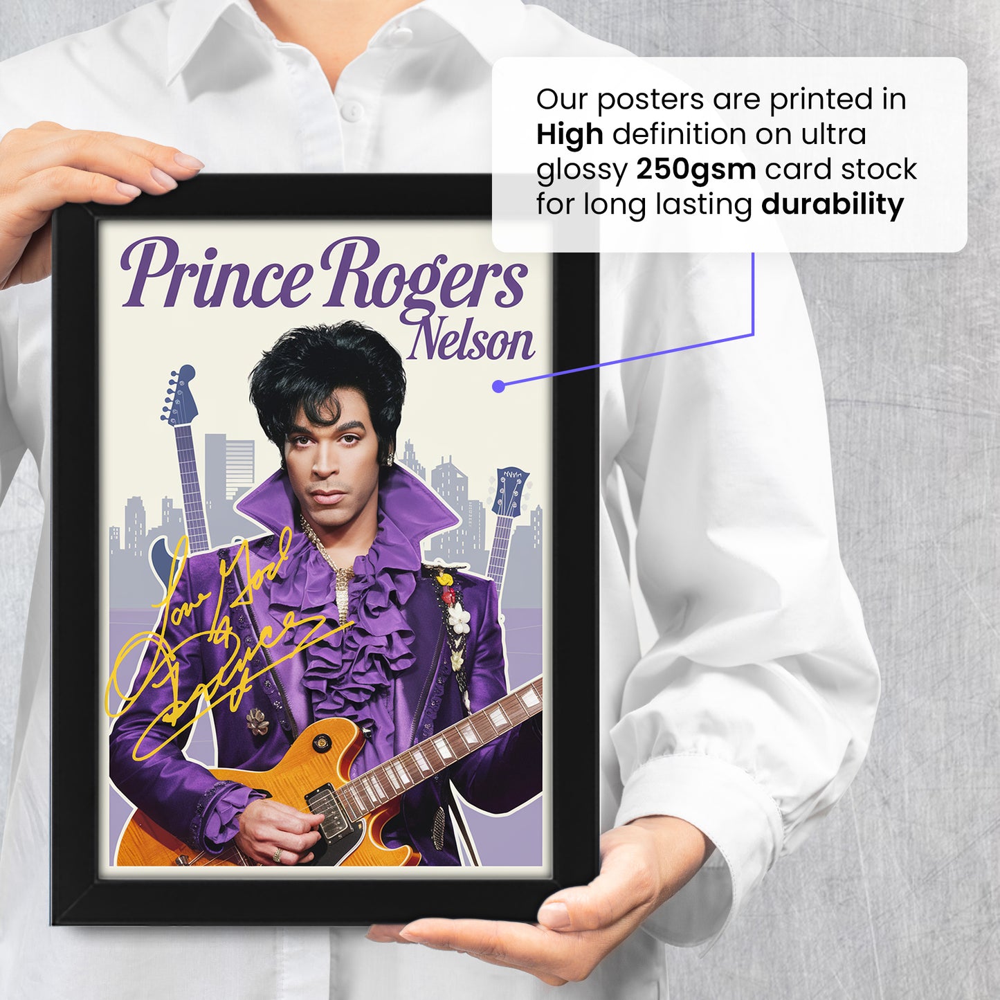 Prince Rogers Nelson Signed Poster Print | Limited Edition Collectible Memorabilia | Fan Gift for Home or Office Decor