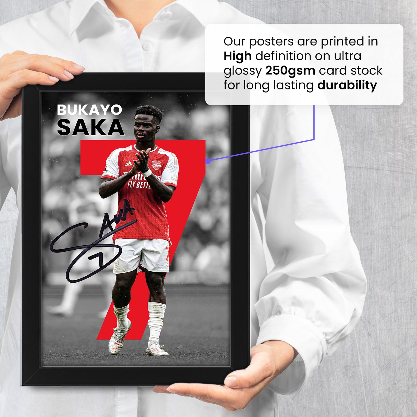 Bukayo Saka Signed Arsenal Football Poster - Limited Edition Autographed Memorabilia