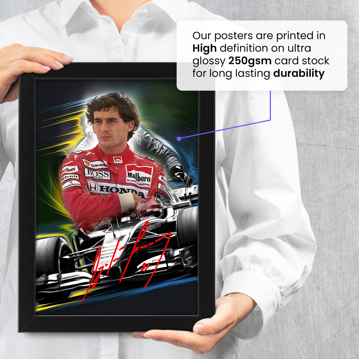 Ayrton Senna Signed Limited Edition Poster | F1 Racing Legend Collectible Memorabilia | Autographed Fan Gift