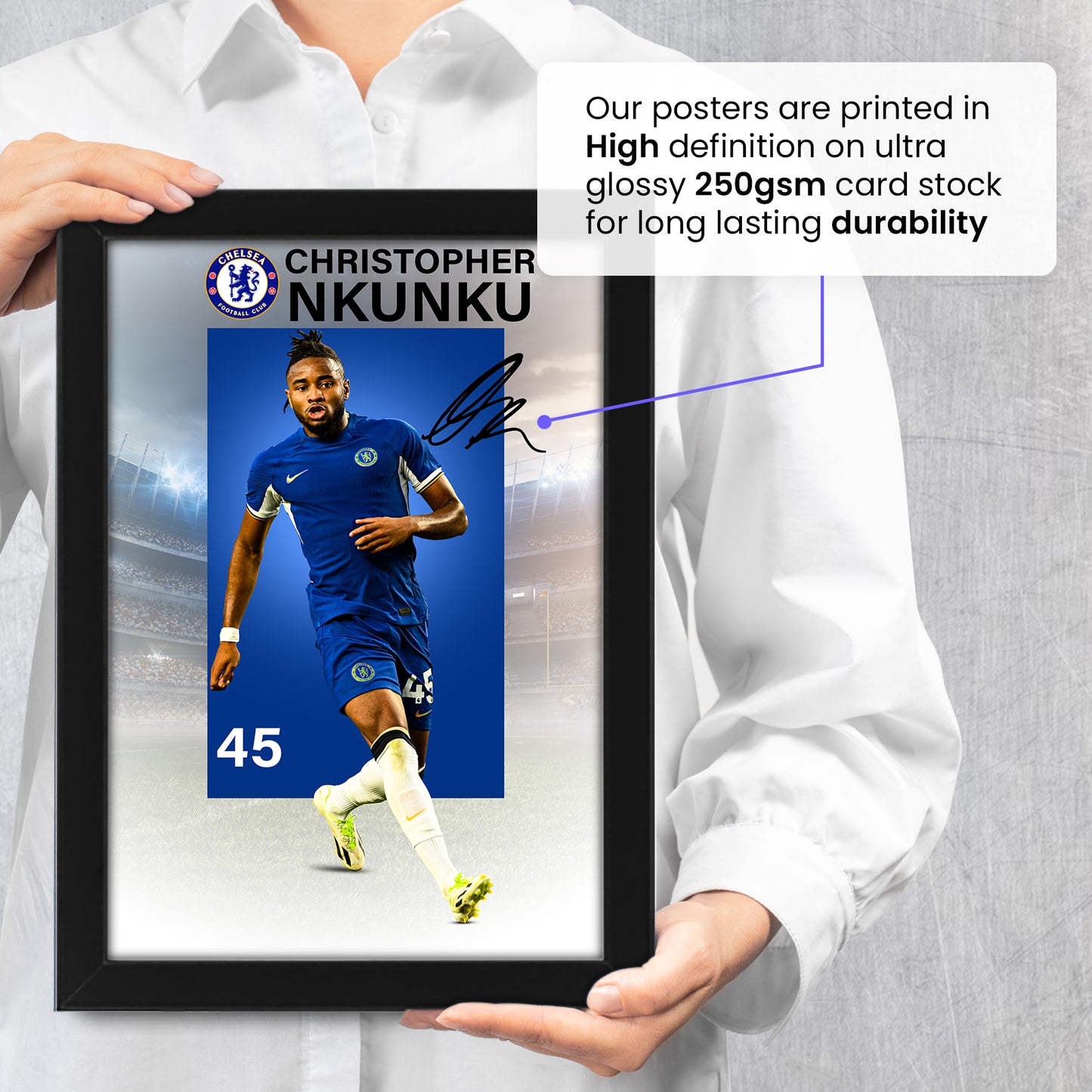 Christopher Nkunku Signed Poster Print - Limited Edition Autograph - Chelsea FC Memorabilia