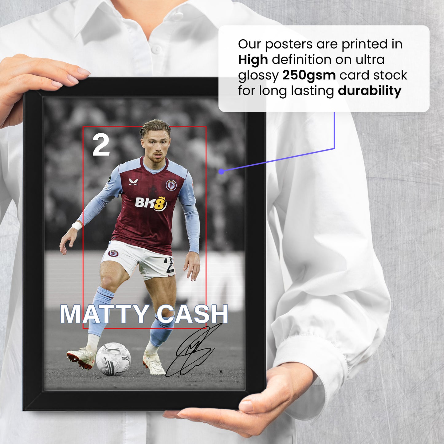Matty Cash Signed Poster Print - Limited Edition Autographed Football Memorabilia | Aston Villa FC Fan Gift