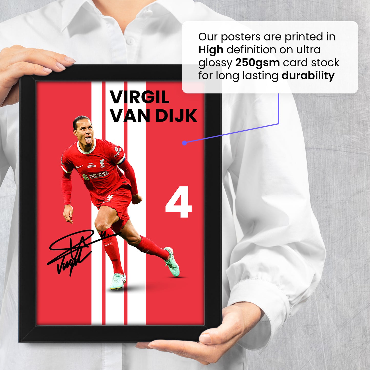 Virgil van Dijk Signed Poster Print - Limited Edition Autograph - Liverpool FC Memorabilia - Collectible Gift for Fans
