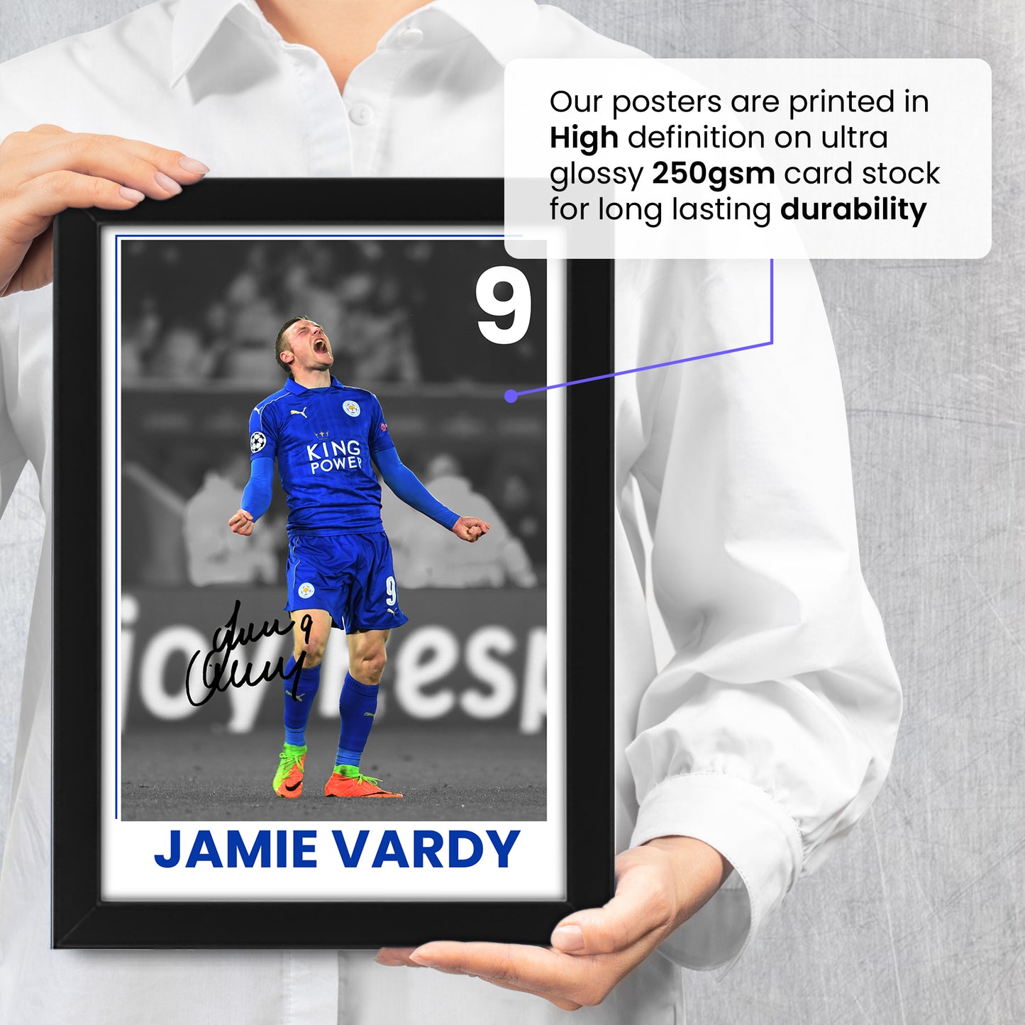 Jamie Vardy Signed Poster Print - Limited Edition Autographed Collectible Memorabilia