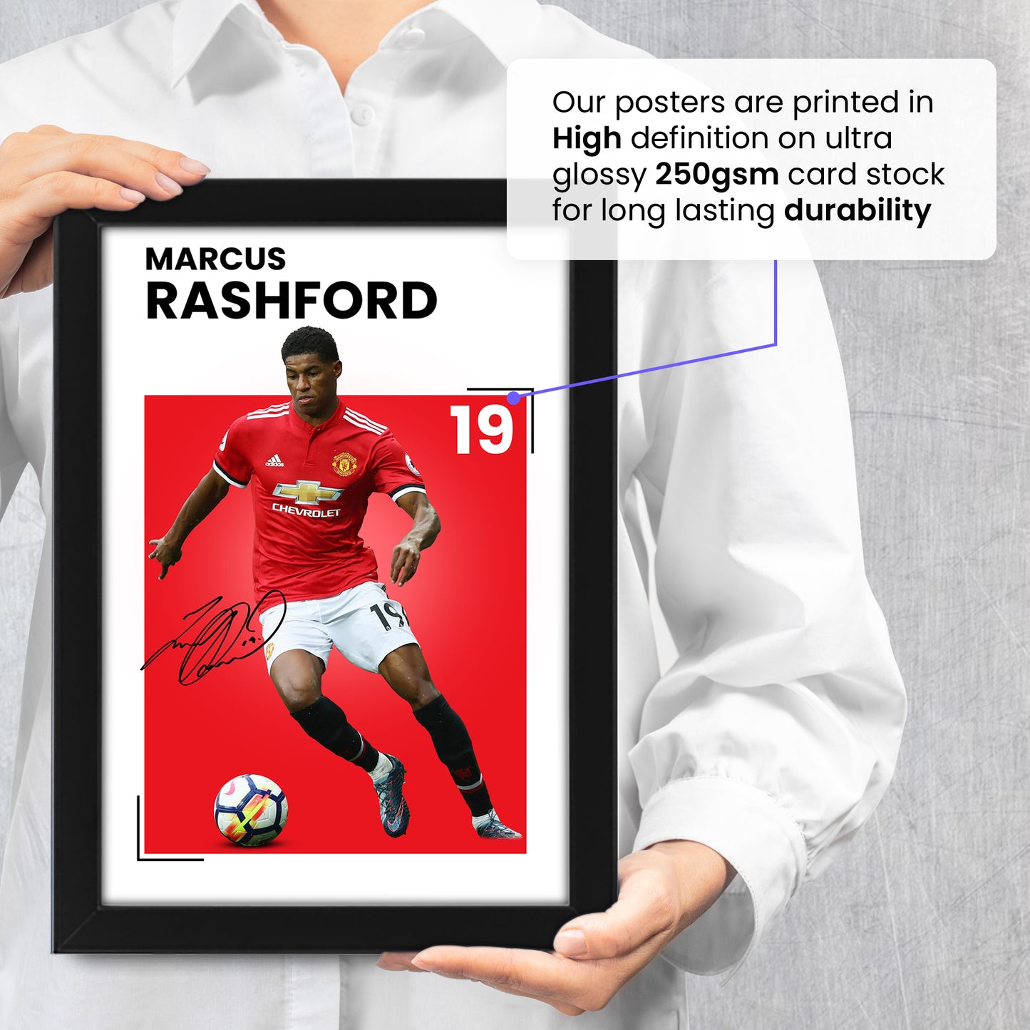 Marcus Rashford Signed Poster Print - Manchester United FC - Limited Edition Autograph