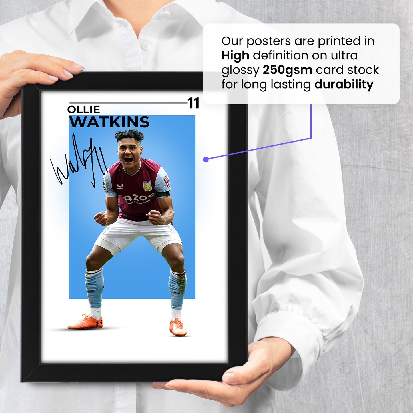 Ollie Watkins Signed Poster Print - Aston Villa FC Football Star Autographed Memorabilia