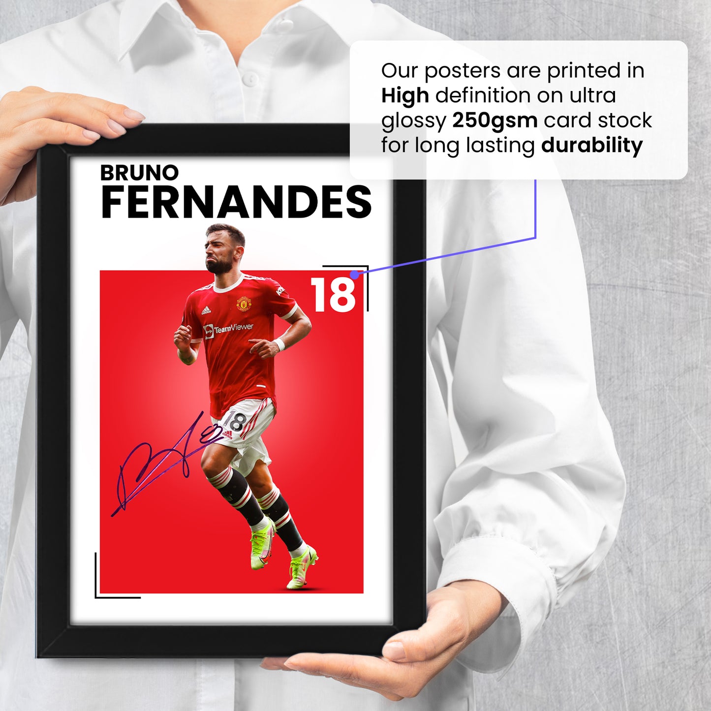 Bruno Fernandes Signed Poster Print - Limited Edition Autograph Fan Gift - Collectible Football Memorabilia - Manchester United FC