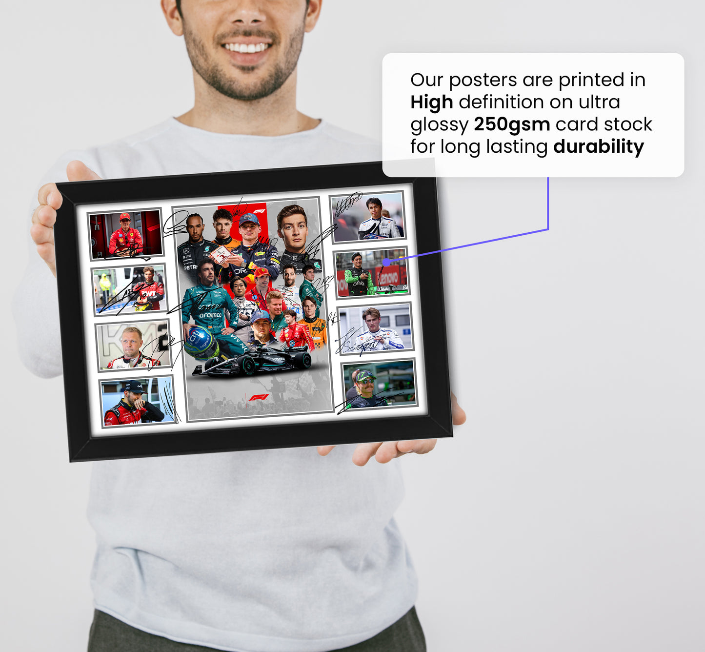 Formula 1 2024 Grand Prix Season Signed Poster Print- Limited Edition Autograph Fan Gift – Collectible F1 Memorabilia Merchandise