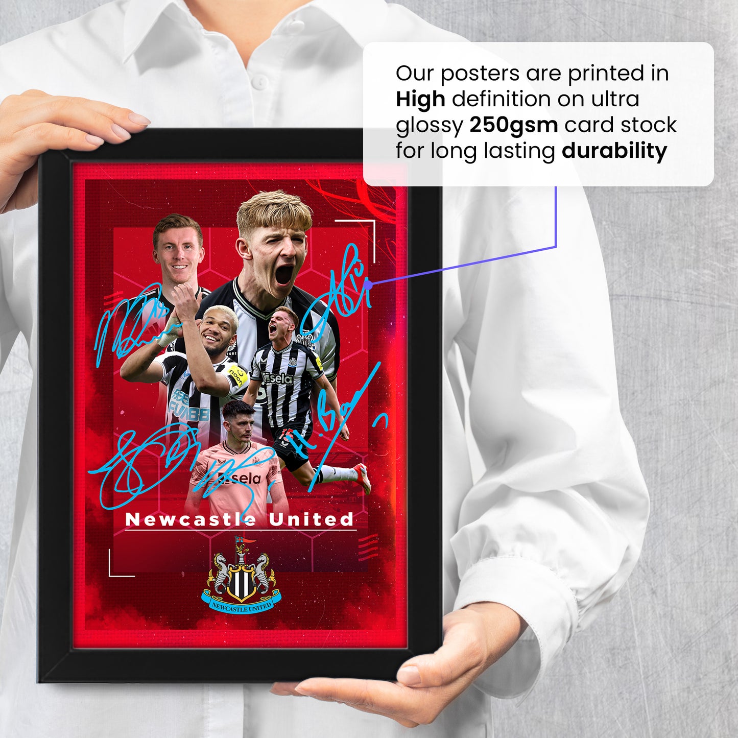 Newcastle United FC 2024-25 Stars Merchandise Signed Poster Print- Limited Edition Autograph Football Fan Gift
