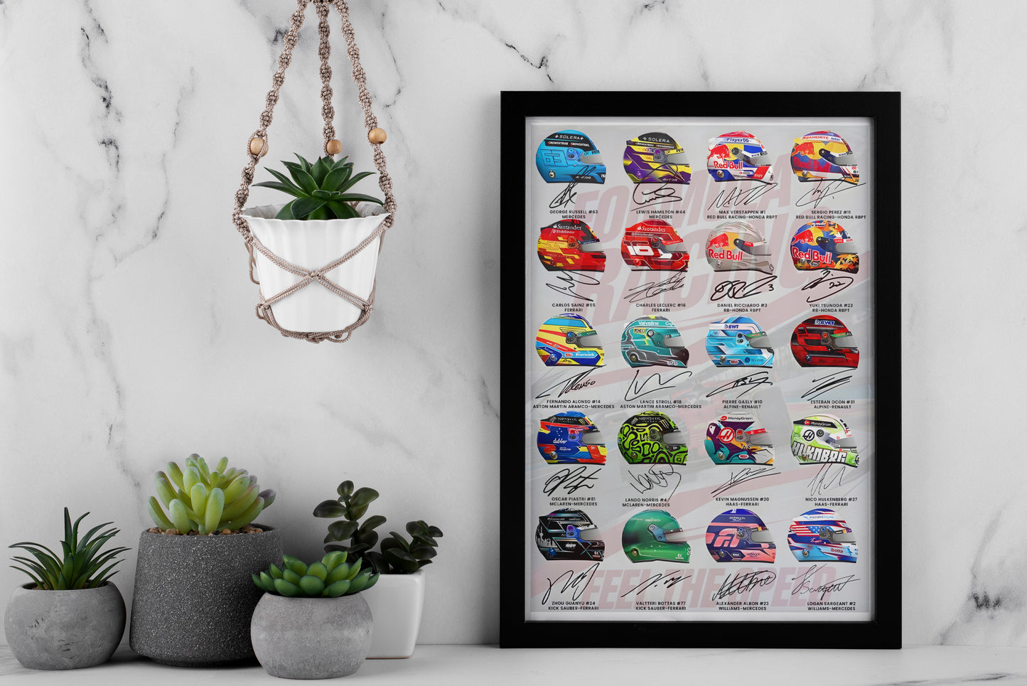 F1 Racing Drivers 2024-25 Signed Poster Print- Limited Edition Autograph Fan Gif