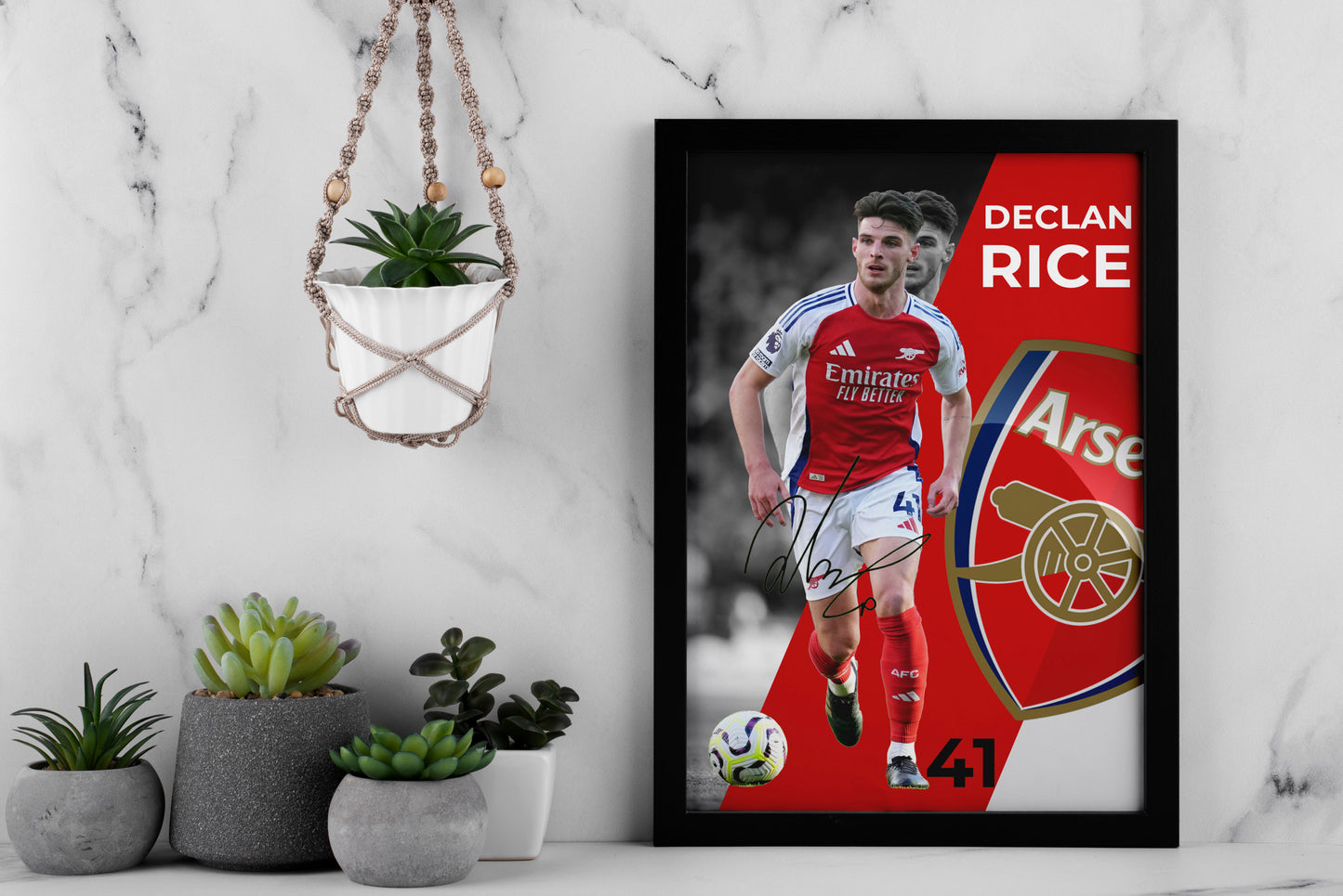 Declan Rice Signed Arsenal Football Poster - Limited Edition Autographed Memorabilia - Unique Gift for Fans