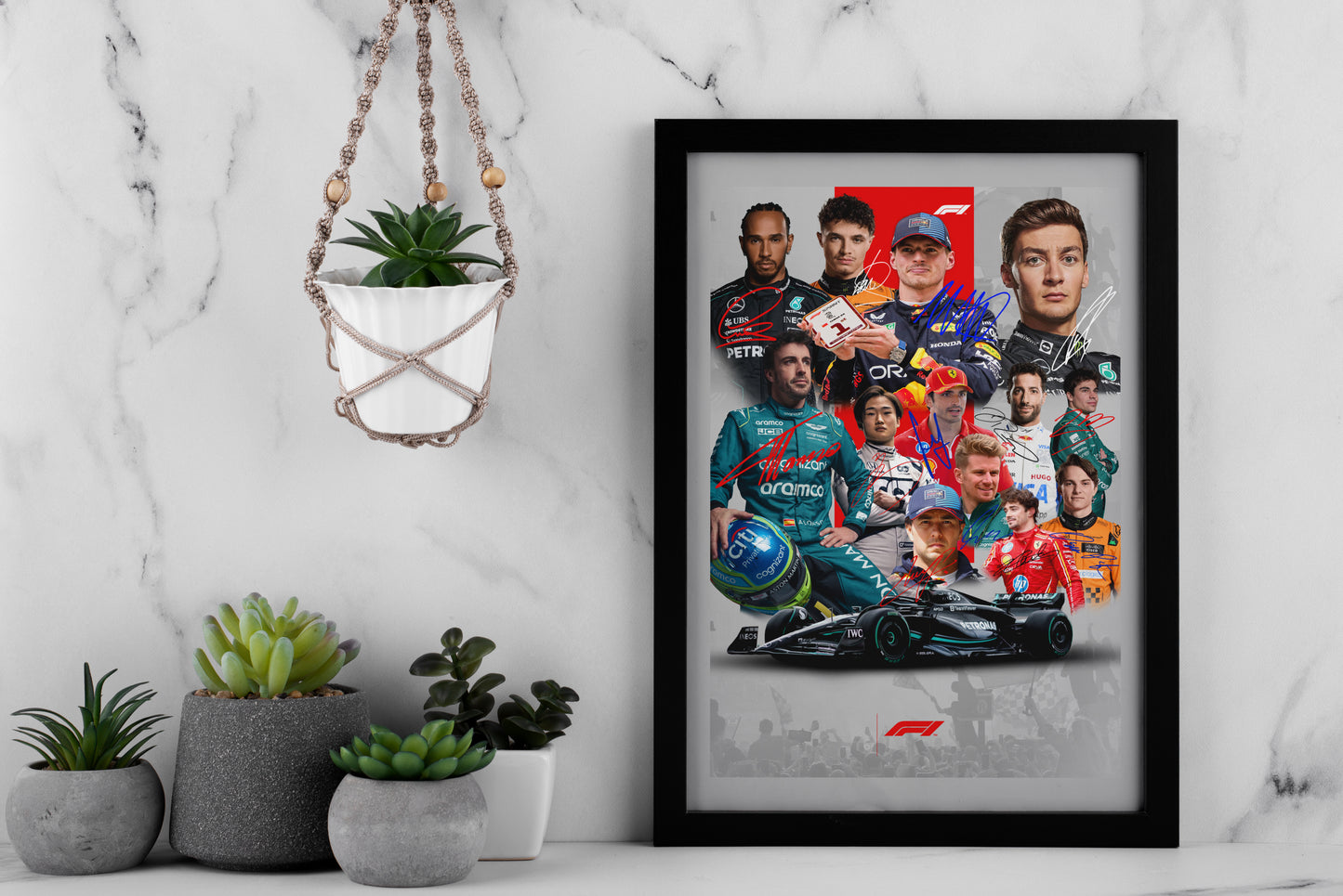 Formula 1 2024 Grand Prix Season Top 13 Drivers Signed Poster Print- Limited Edition Autograph Fan Gift – Collectible F1