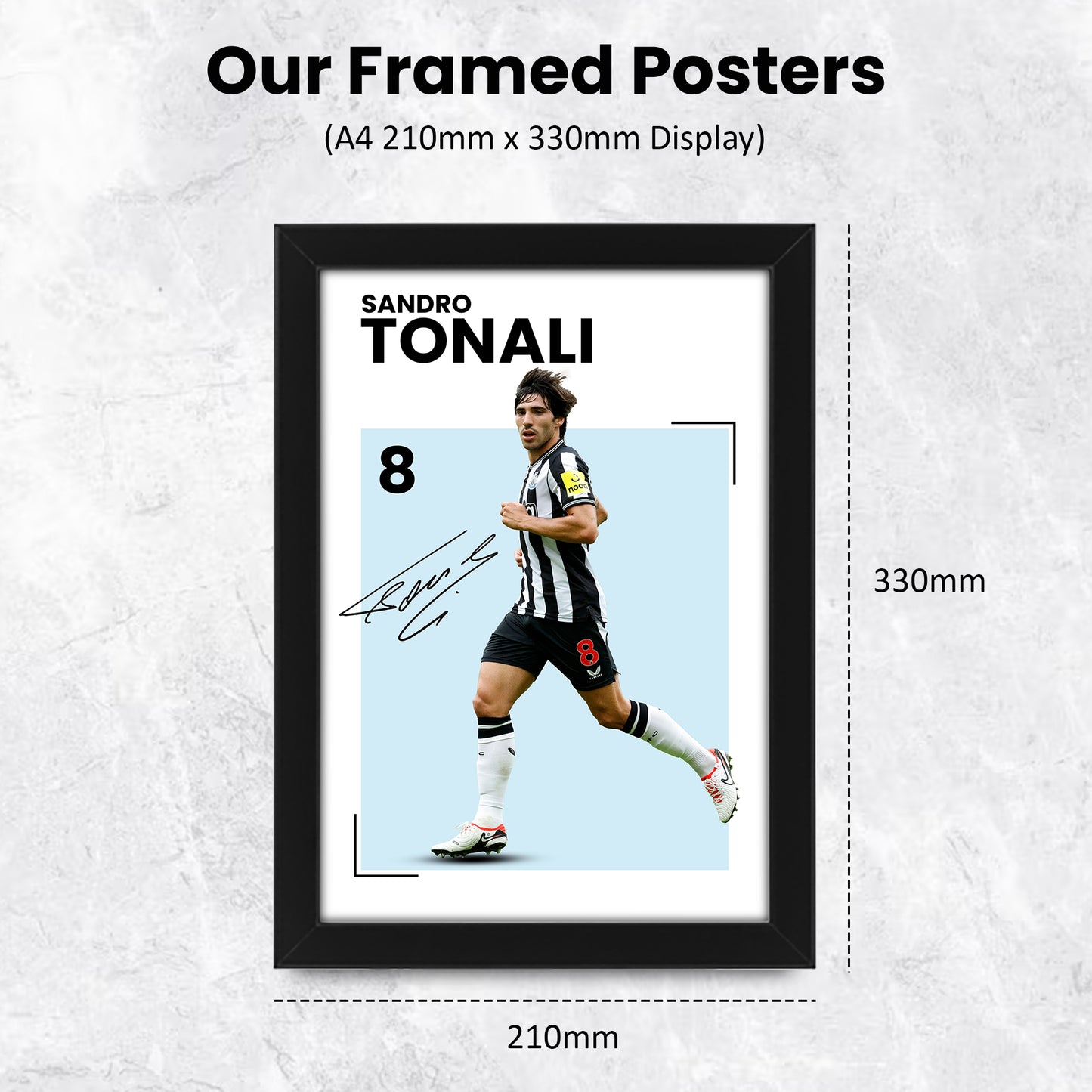 Sandro Tonali Newcastle United Signed Poster Print | Limited Edition Autograph | Football Memorabilia | Soccer Fan Gift