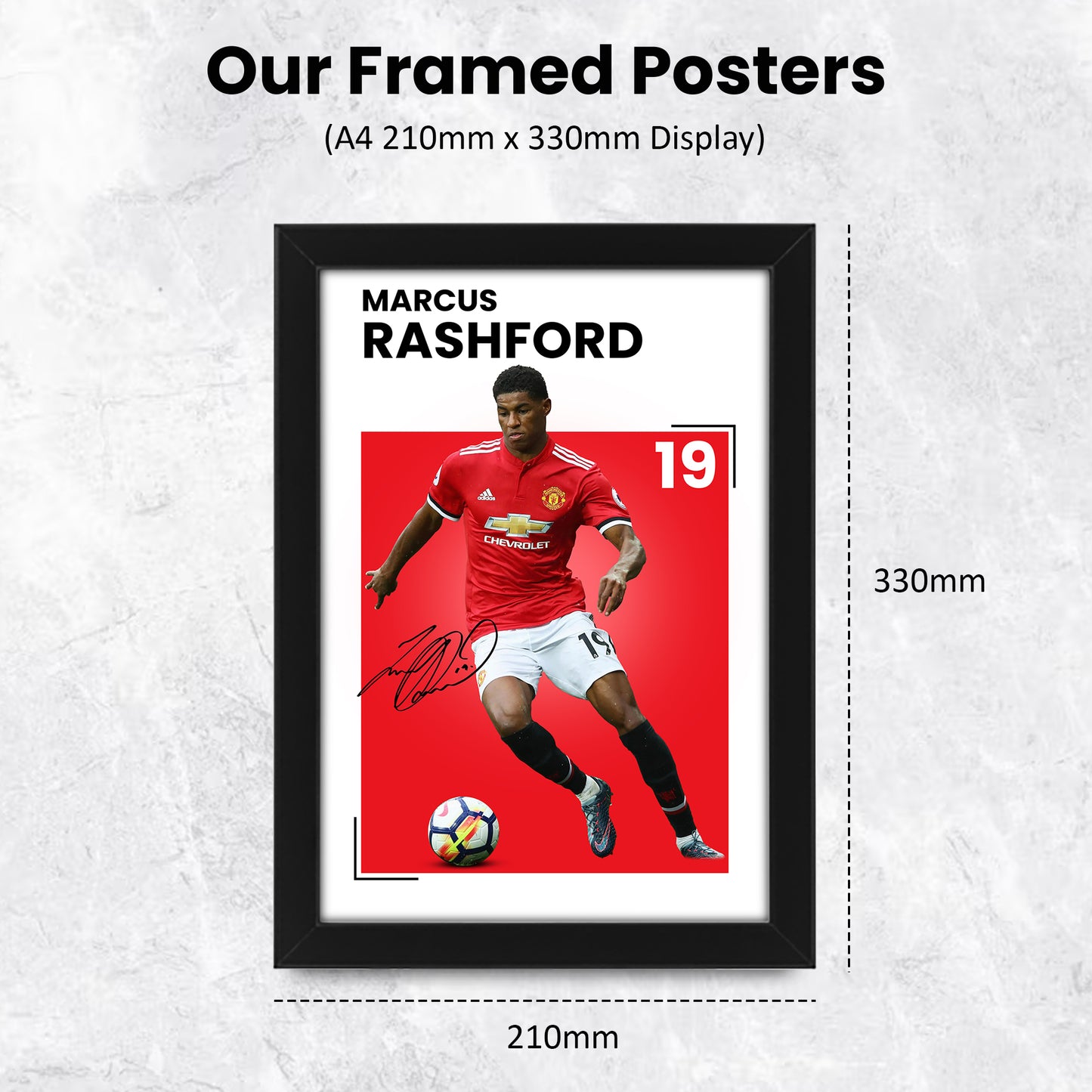 Marcus Rashford Signed Poster Print - Manchester United FC - Limited Edition Autograph