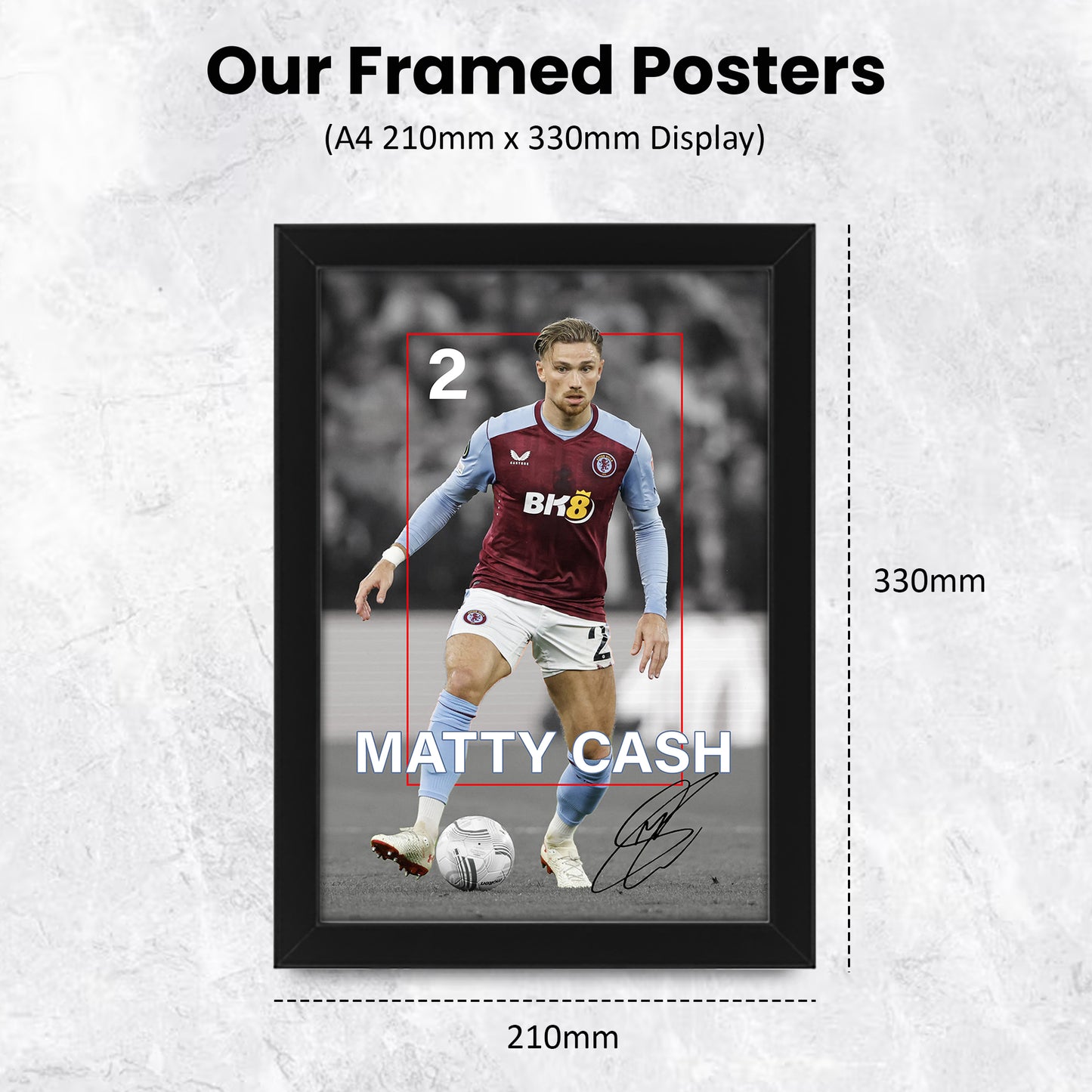 Matty Cash Signed Poster Print - Limited Edition Autographed Football Memorabilia | Aston Villa FC Fan Gift