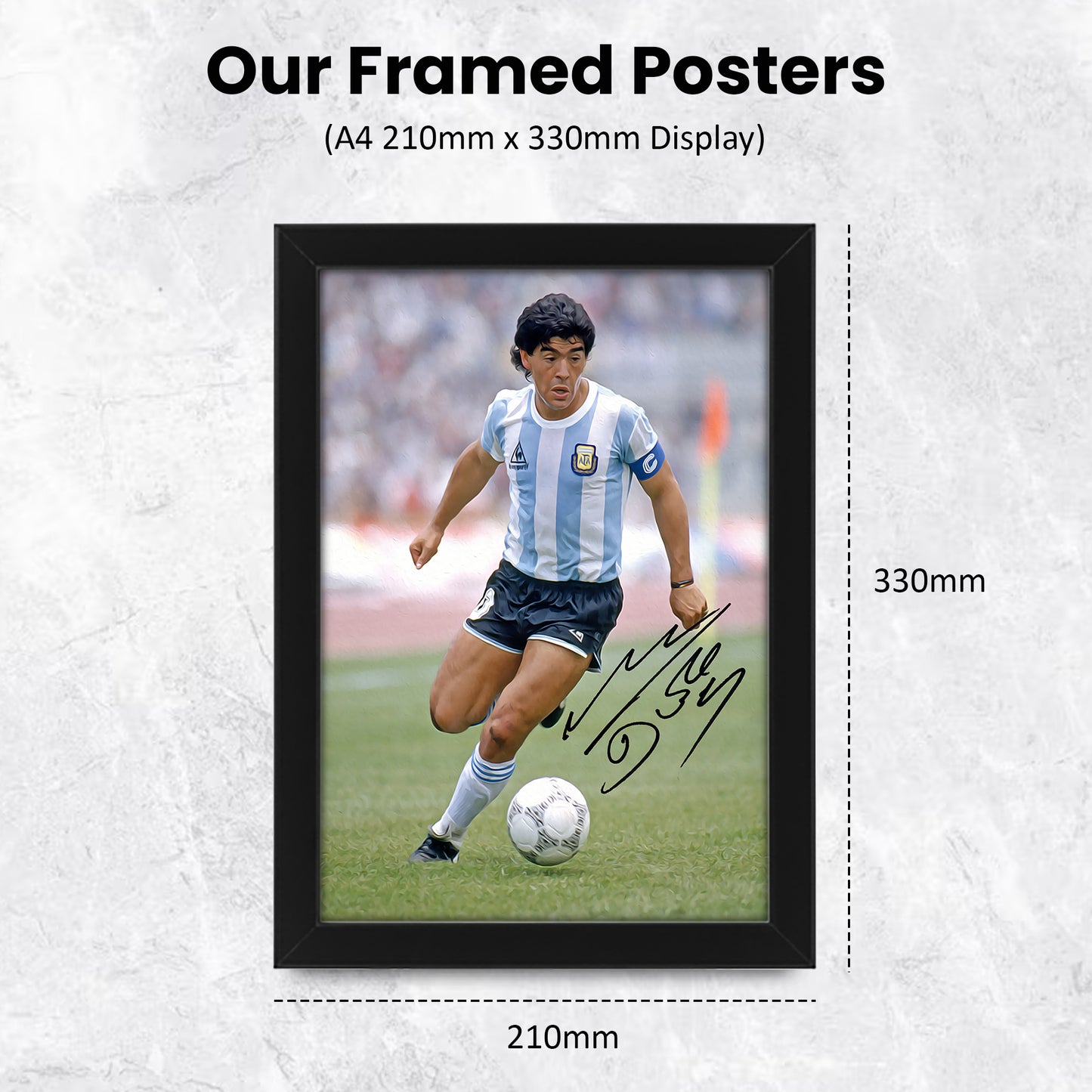 Diego Maradona Argentine Football Legend Poster - Limited Edition Autograph Print