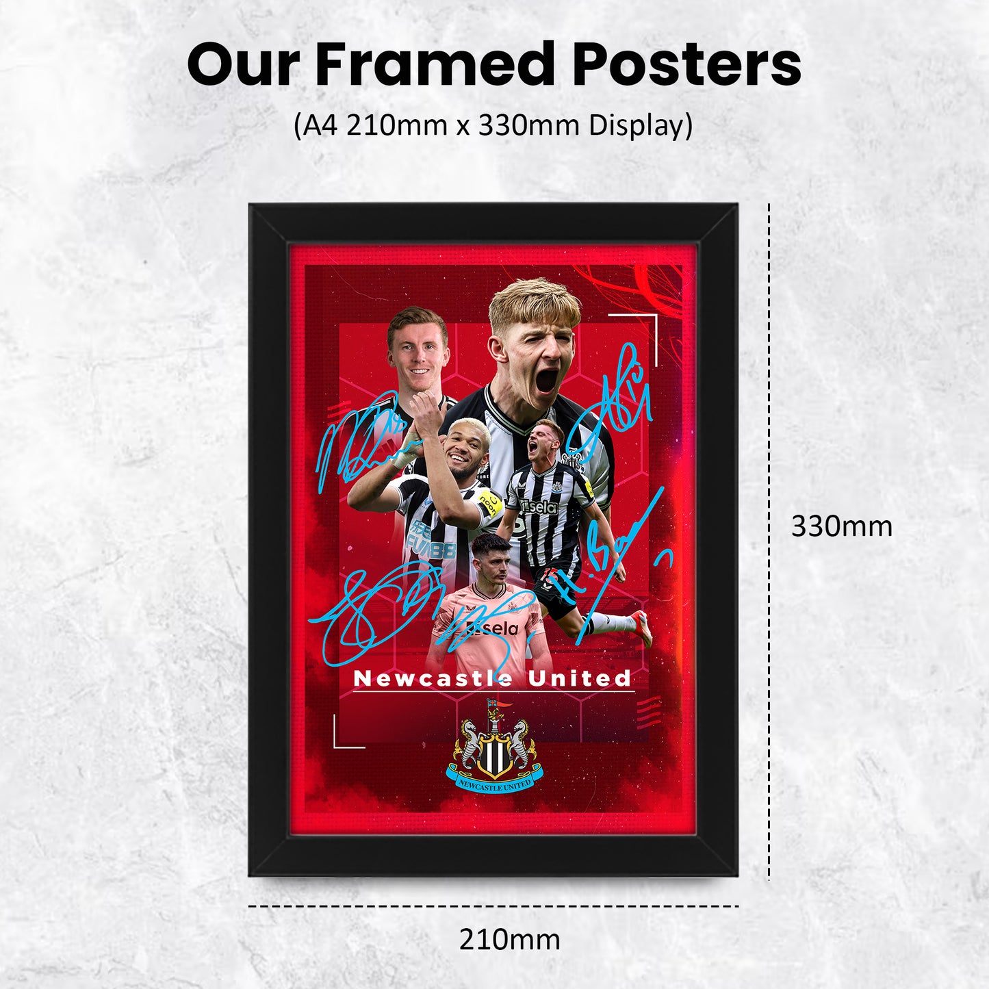 Newcastle United FC 2024-25 Stars Merchandise Signed Poster Print- Limited Edition Autograph Football Fan Gift