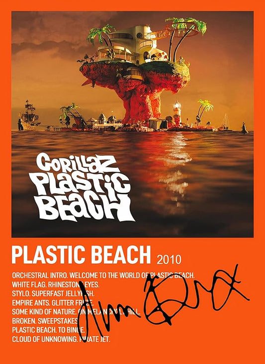 Plastic Beach by Gorillaz Album Song Cover Signed Poster - Autographed Print Display, Fan Merchandise Gift