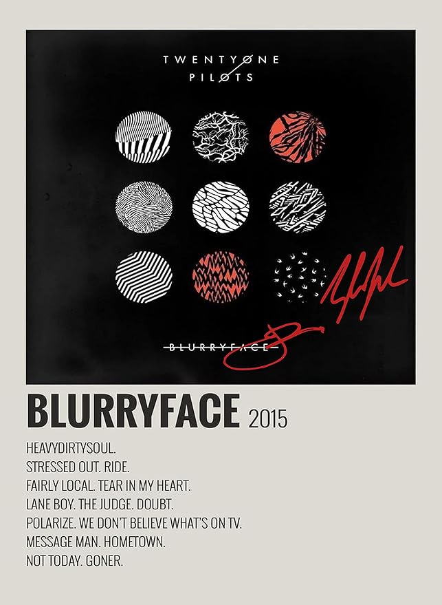 Blurryface Studio Album by Twenty One Pilots - Autographed Poster by Tyler Joseph and Josh Dun