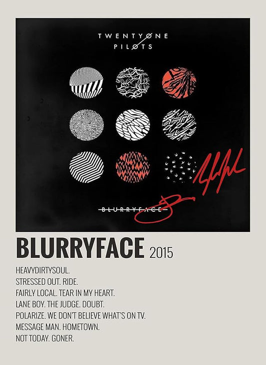 Blurryface Studio Album by Twenty One Pilots - Autographed Poster by Tyler Joseph and Josh Dun