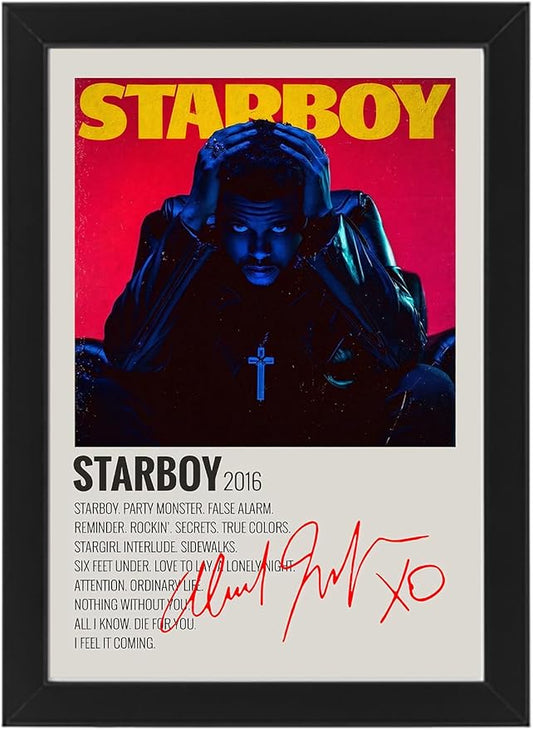 AllStarMedia The Weeknd Starboy Music Poster with Printer Autographs - Bring the Passion and Energy of The Weeknd's Iconic Era into Your Home