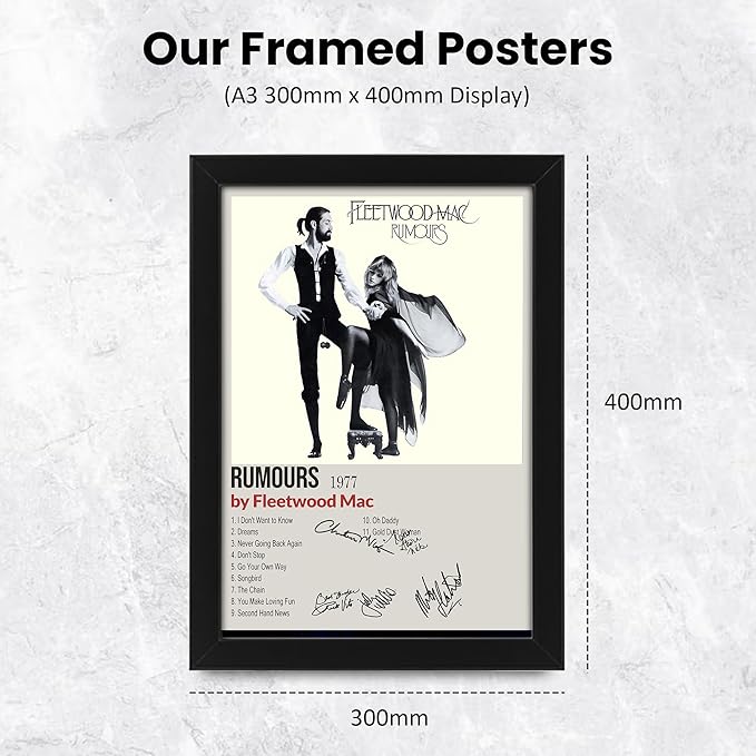 Fleetwood Mac Rumours Signed Poster Print- Limited Edition Autograph Fan Gift – Collectible Memorabilia Merchandise