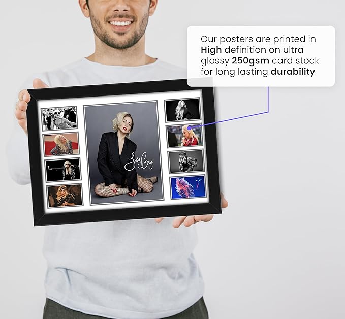 AllStarMedia Lady Gaga Autographed Collage Poster Print - Limited Edition Signed Memoribilla