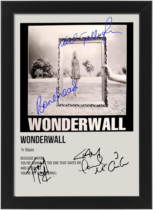 Oasis - Wonderwall Album Song Cover Signed Poster, Autographed Print Display, Fan Merchandise Gift, Collectable/Memoribilia Wall Art, Oasis Enthusiast