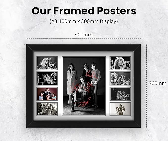 Led Zeppelin Autographed Collage Poster Print - Limited Edition, Autograph Poster for Home, Office, and Studio Decor, Wall Art, Gift for Music lovers, Fans