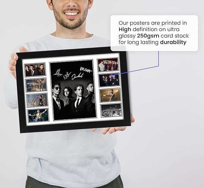 Arctic Monkeys Autographed Collage Poster Print - Music Band Gift for Wall Decor - Limited Edition for Fan or Collector Merchandise, Music room decor