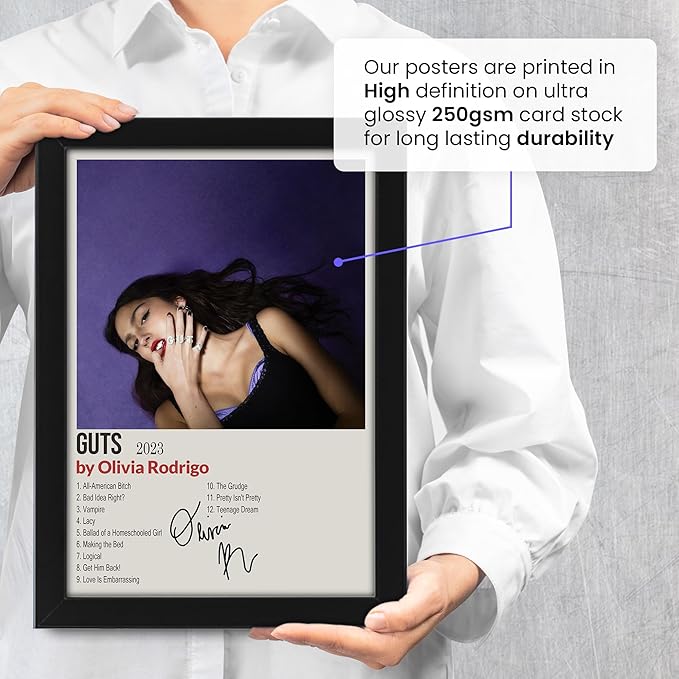 Olivia Rodrigo - Guts Album Cover Signed Poster Print- Limited Edition Autograph Fan Gift – Collectible Memorabilia Merchandise