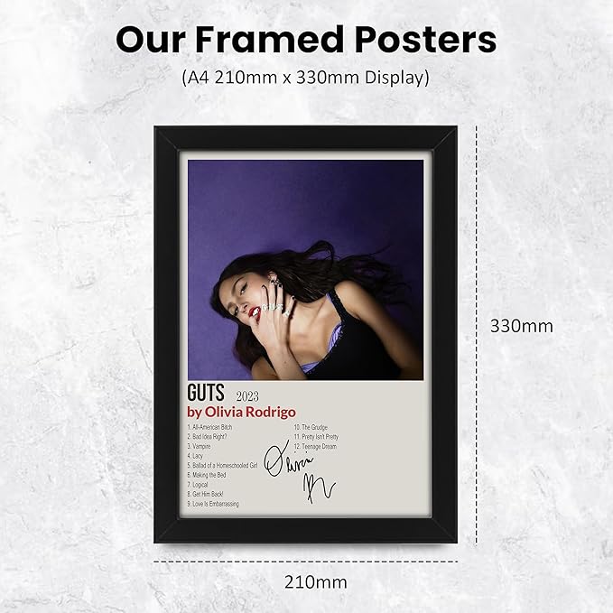 Olivia Rodrigo - Guts Album Cover Signed Poster Print- Limited Edition Autograph Fan Gift – Collectible Memorabilia Merchandise