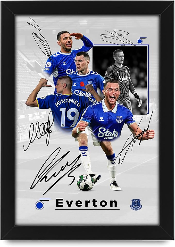 Everton Football Club 2024-25 Stars Merchandise Signed Poster Print- Limited Edition Autograph Football Fan Gift – Collectible Memorabilia, Premier League Season
