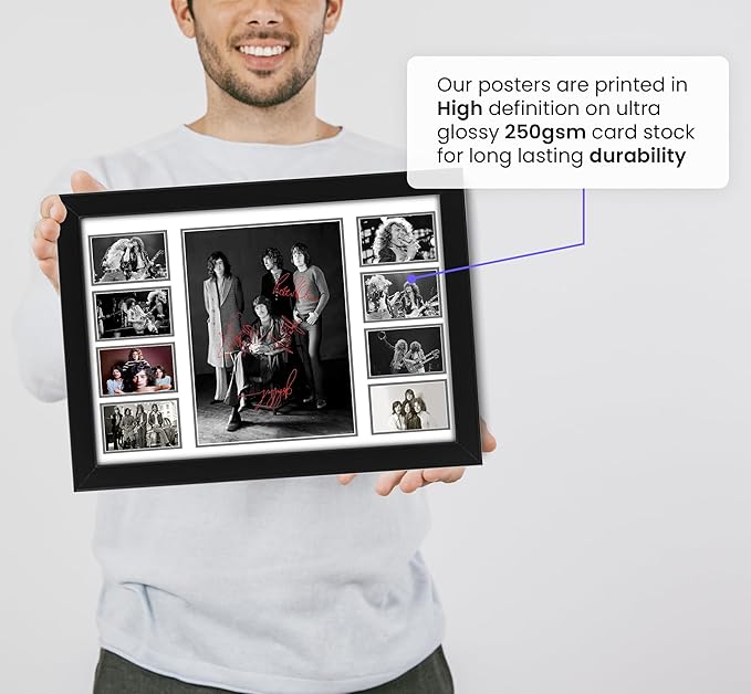 Led Zeppelin Autographed Collage Poster Print - Limited Edition, Autograph Poster for Home, Office, and Studio Decor, Wall Art, Gift for Music lovers, Fans