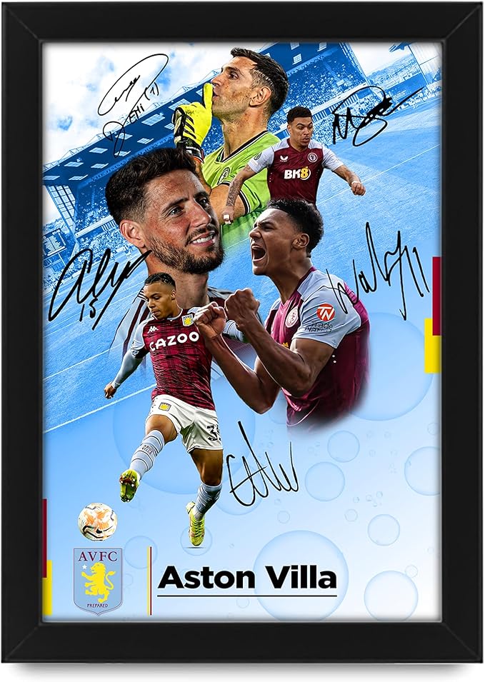 Aston Villa Football Club 2024-25 Stars Merchandise Signed Poster Print- Limited Edition Autograph Football Fan Gift – Collectible Memorabilia, Premier League Season