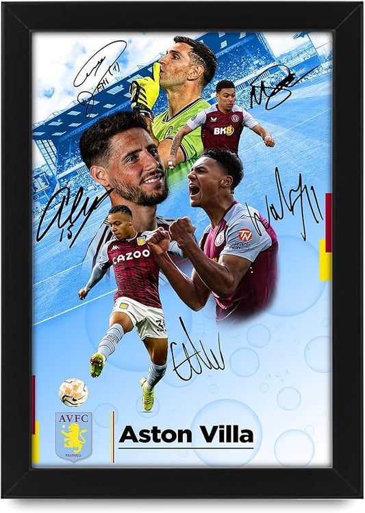 Aston Villa Football Club 2024-25 Stars Merchandise Signed Poster Print- Limited Edition Autograph Football Fan Gift – Collectible Memorabilia, Premier League Season