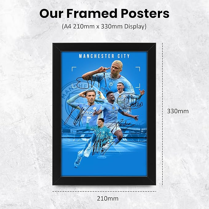 Manchester City Football Club 2024-25 Stars Merch Signed Poster Print- Limited Edition Autograph Football Fan Gift – Collectible Memorabilia, Man City FC Premier League