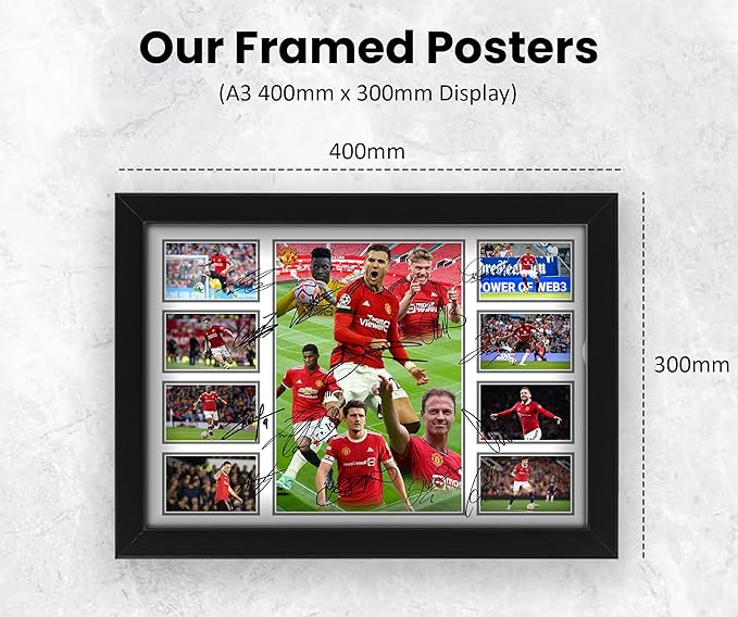 Manchester United FC 2024-25 Team Merchandise Signed Poster Print- Limited Edition Autograph Football Fan Gift – Collectible Memorabilia, Premier League Season