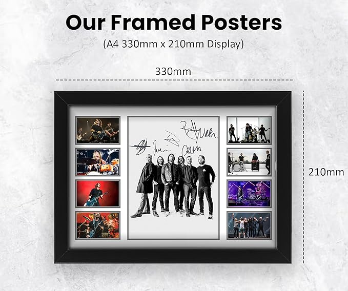 Foo Fighters Signed Poster Print- Limited Edition Autograph Fan Gift – Collectible Memorabilia (Dave Grohl, Taylor Hawkins, Pat Smear, Nate Mendel, Chris Shiflett, Rami Jaffee)