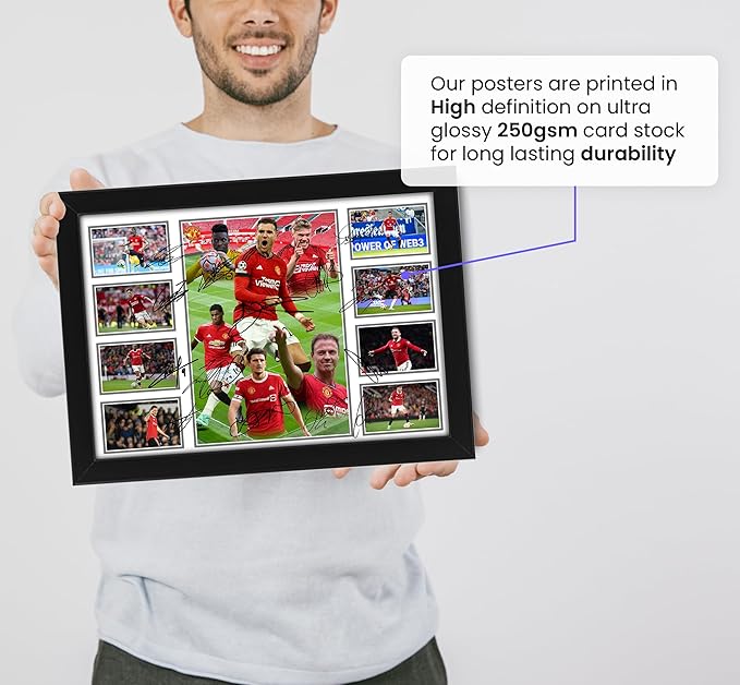 Manchester United FC 2024-25 Team Merchandise Signed Poster Print- Limited Edition Autograph Football Fan Gift – Collectible Memorabilia, Premier League Season