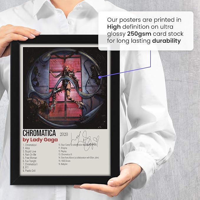 Lady Gaga Chromatica Album Cover Signed Poster Print- Limited Edition Autograph Fan Gift – Collectible Memorabilia Merchandise