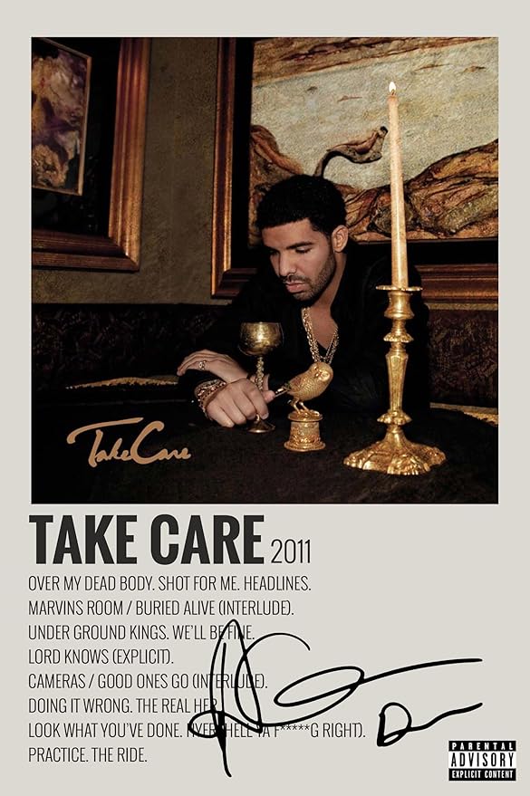 AllStarMedia Drake Take Care Album Cover Signed Poster - Autograph Print Display, Fan Merchandise Gift